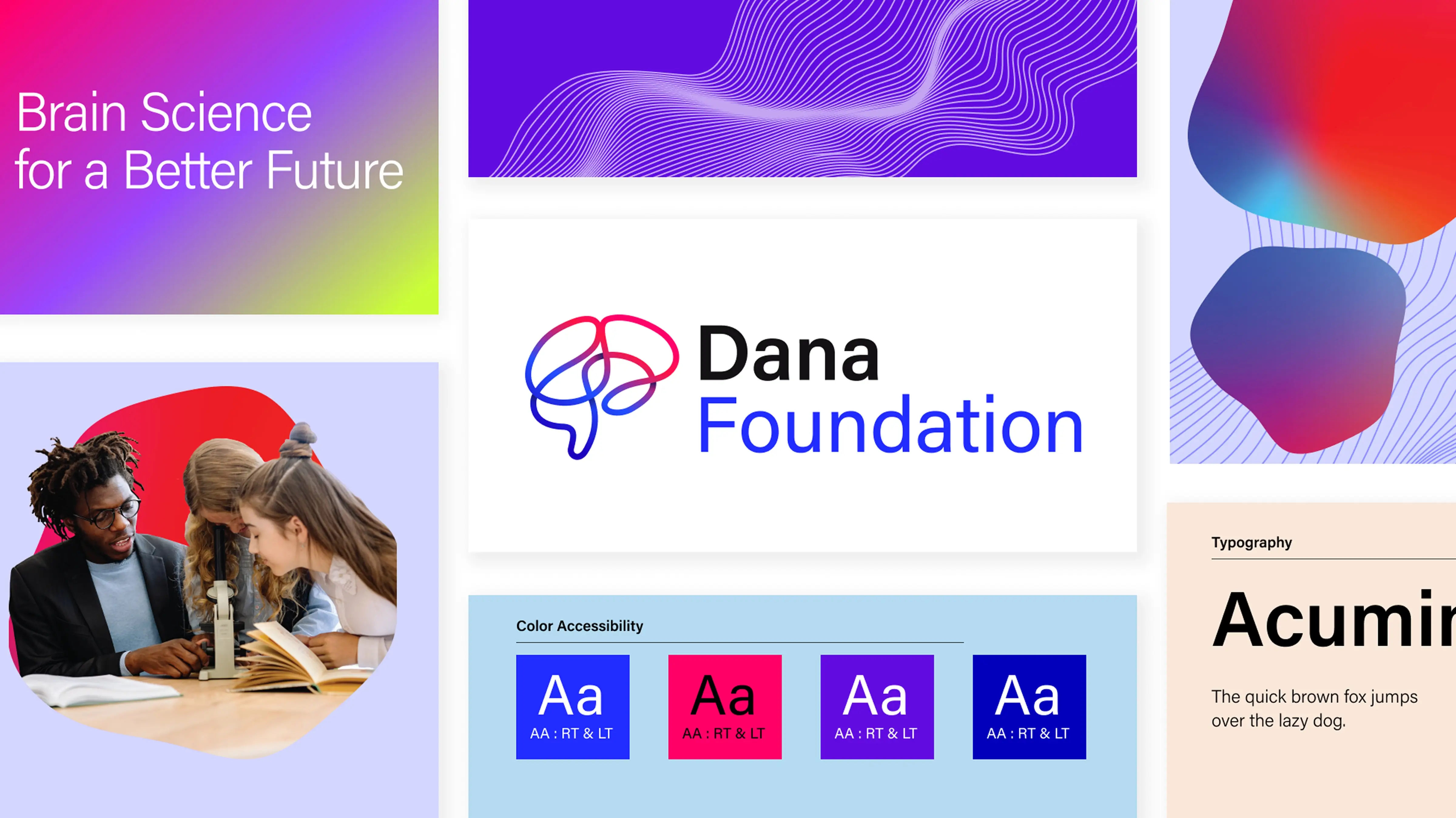 Dana branding, including a new logo, color palette, and photo treatments.